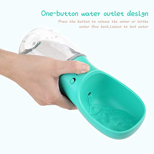 Diyife Botella de Agua para Perros, Dispensador de Agua para Perros a Prueba de Fugas, Botella de Agua para Mascotas Portátil con Tazón, Antibacteriano para Viajes al Aire Libre, sin BPA (350ml/12oz)