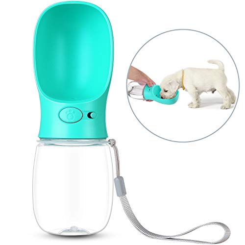 Diyife Botella de Agua para Perros, Dispensador de Agua para Perros a Prueba de Fugas, Botella de Agua para Mascotas Portátil con Tazón, Antibacteriano para Viajes al Aire Libre, sin BPA (350ml/12oz)