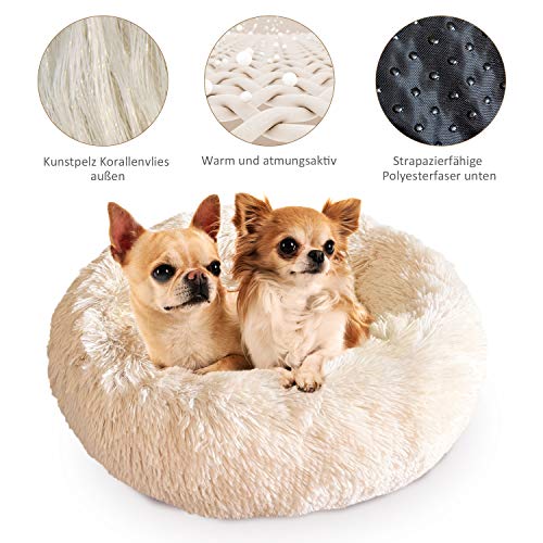 Docatgo Cama para Mascotas, Cama para Gatos Donut para Perros de 60x60 cm, Juguete de Felpa de Piel sintética Pelusa, Cama con cojín para Mascotas para Perros y Gatos de tamaño Mediano