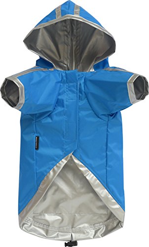 Doggy Dolly dr008 Outdoor Lluvia Abrigo/Chaqueta Impermeable para Perros Corteza Dos Huellas, Color Azul