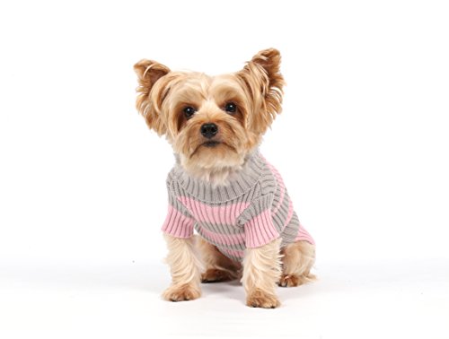 Doggy Dolly W051 – Jersey de Punto para Perros, Color Rosa y Blanco Rayas