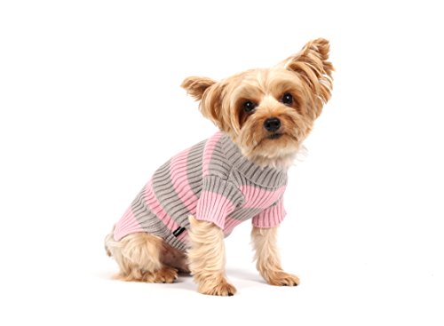 Doggy Dolly W051 – Jersey de Punto para Perros, Color Rosa y Blanco Rayas