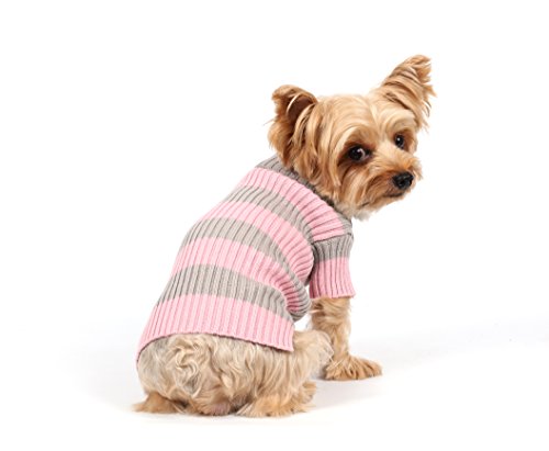 Doggy Dolly W051 – Jersey de Punto para Perros, Color Rosa y Blanco Rayas