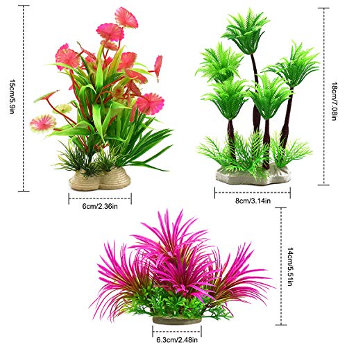 Dokpav 3 Piezas Acuario Plantas de Plantas Artificiales, Grandes de Acuario Plantas Plantas para Peceras, Acuario Artificial Plantas de plástico decoración del Acuario - 6 * 16 cm