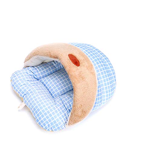 Dosige Pantuflas Estilo chenil Saco de Dormir para Gatos Calientes, Gruesas de Chenilla, Arena, Gran Nido para Animales de compañía, Bleu-m, 42 * 33 * 26CM