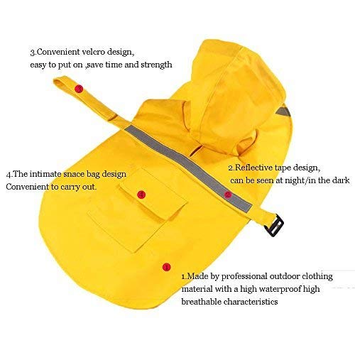 Ducomi neón – Impermeable Perro Talla pequeña, Mediana y Grande – Capa de Lluvia para Perros con Cierre de Velcro y Bolsillo – Abrigo con Banda Reflectante y Capucha Ajustable