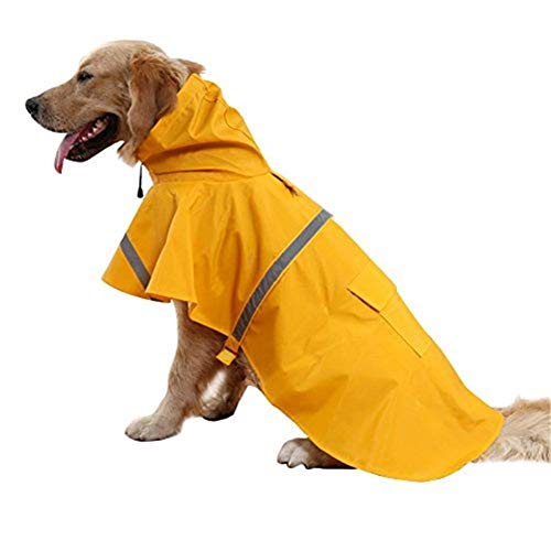 Ducomi neón – Impermeable Perro Talla pequeña, Mediana y Grande – Capa de Lluvia para Perros con Cierre de Velcro y Bolsillo – Abrigo con Banda Reflectante y Capucha Ajustable