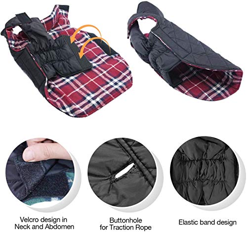 Ducomi Royal Abrigo Perro Reversible con Estampado Escocés - Chaqueta Acolchada y Impermeable de un Lado, Cálido y Suave Pilas Desde el Otro, Pequeño y Mediano Tamaño