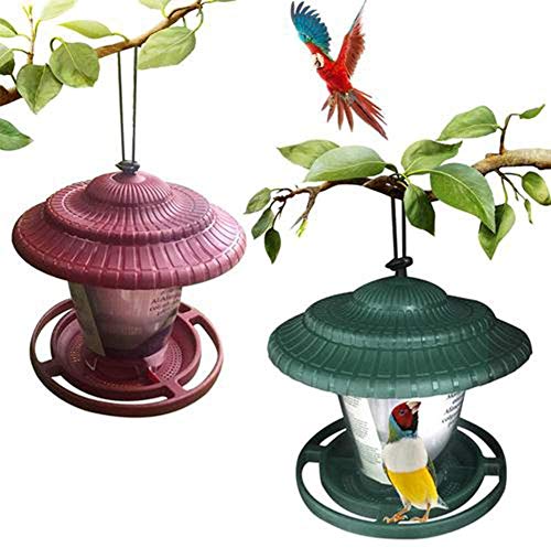 DXQDXQ Duradera Impermeable Colgando Perezoso Aves Comederos Pájaros Plastico Durable Bandeja Comedero Decorar Terraza Balcón Jardín Mascotas (Color : Red)