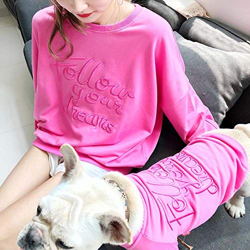 DXQDXQ Mascota Perro Otoño Invierno Ropa Algodón Disfraz for Mascotas Traje de Padre e Hijo a Rayas for Mujeres Mascotas Sudadera de Perro Gato for Perros Gatos Pequeños (Color : Pink, Size : XXXL)