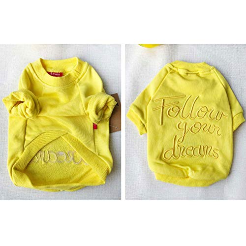 DXQDXQ Mascota Perro Otoño Invierno Ropa Algodón Disfraz for Mascotas Traje de Padre e Hijo a Rayas for Mujeres Mascotas Sudadera de Perro Gato for Perros Gatos Pequeños (Color : Yellow, Size : XS)