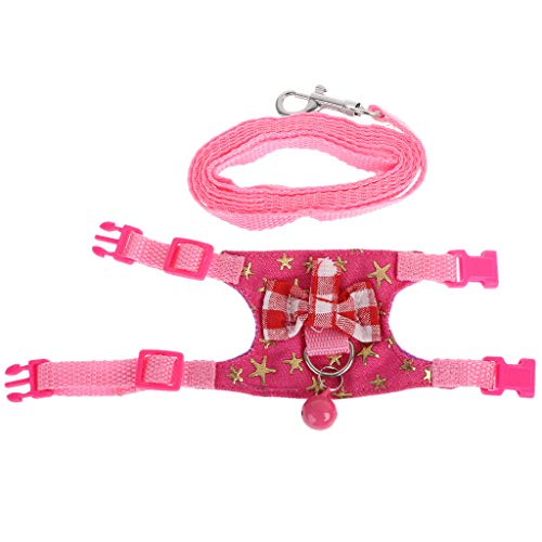 ecmqs hámster/conejo – Arnés – Conjunto de Laisse – para muelle/de cobaya/pequeño Animal doméstico – Cinturón Thoracique, rosa, S