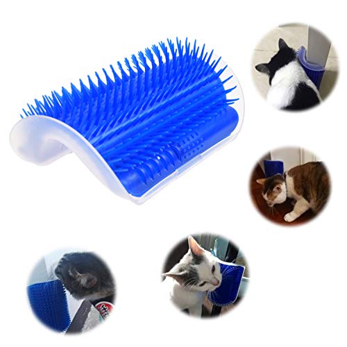 Eco-Fused Kit de Cepillos para Gatos 1x Cepillo Self Groomer para Gatos, 1x Cepillo Práctico Azul, 1x Guante Estilo Cepillo para Mascotas (Mano Derecha) – para Pelaje Corto y Largo