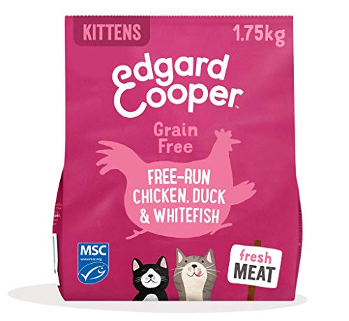 Edgard & Cooper pienso Gatos Kitten SIN Cereales. Comida Natural con Pescado Blanco con certificación MSC, Pato y Pollo de Corral, 1.75kg. con antioxidantes Naturales. Apto para Gatos esterilizados