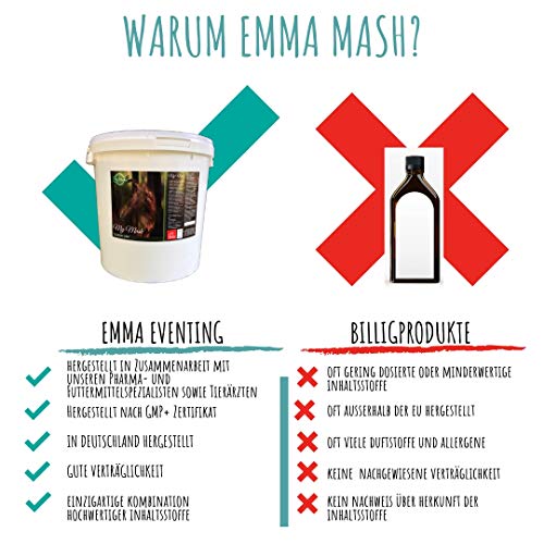 EMMA Mash Horse Feed Mezcla para la Flora intestinal intacta y la digestión Estable I Mezcla Seca I apoya la digestión, la vitalidad y el Pelo Brillante en los Caballos I Senior 2 kg