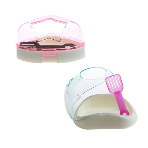 emours Pequeño Animal Plástico Hamster Baño Baño Arena Habitación Sauna Inodoro bañera, 2 Pack, color puede varía