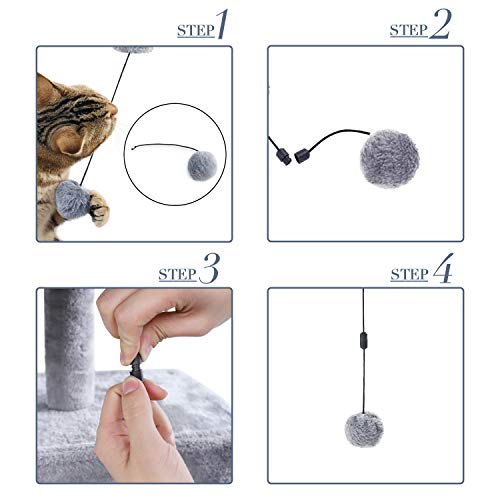 Eono by Amazon Árbol para Gatos Rascador con nidos Sisal Cubierto Rascador Hamaca Plataformas Bolas de Juego Gris