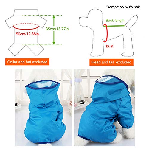 EQLEF Gabardina Perro 1pcs del Animal doméstico del Impermeable, Impermeable Capa del Perro del Perrito del caniche tintadas para Mascotas Impermeable Ropa de Vestir Ropa Impermeable Perro