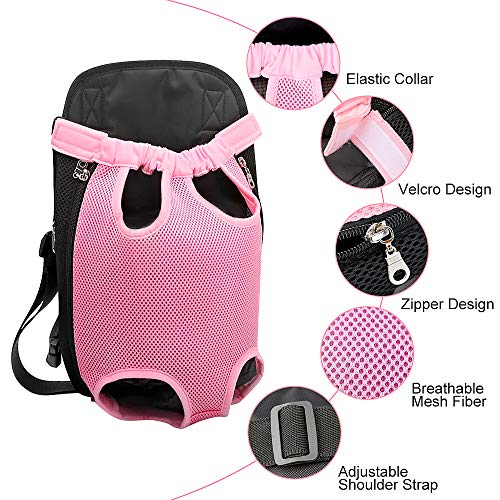 Ertisa Mochila del Perro, Bolso para Mascotas, Adjustable Bolsa Delantera Pet Front Cat Dog Carrier Backpack, Bolsa para Llevar y Transportar Gatos y Perros para Viajar/Senderismo/Camping, XL