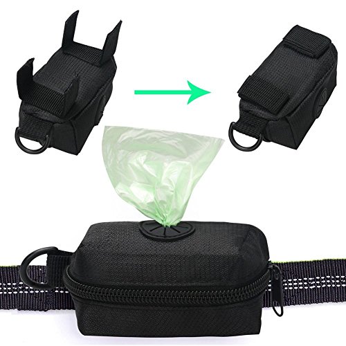 Ewolee Dispensador Bolsas de Perro - Excremento de Perro Bolsa Titular Bolsas de Residuos Leash Adjunto Accesorio Ligero con Gratis Bolsa de Basura para Pasear,Correr y Caminar con su Mascota(Negro)