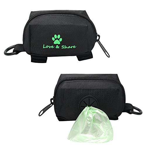 Ewolee Dispensador Bolsas de Perro - Excremento de Perro Bolsa Titular Bolsas de Residuos Leash Adjunto Accesorio Ligero con Gratis Bolsa de Basura para Pasear,Correr y Caminar con su Mascota(Negro)