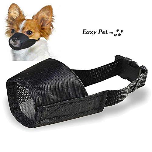 Extra Bozal para Perro pequeño, tamaño XXS, Color Negro, Transpirable, antimordeduras, Corteza de Nailon, Compatible con Bolognese Papillon Chihuahua Chino Crested Dachshund Mi-Ki