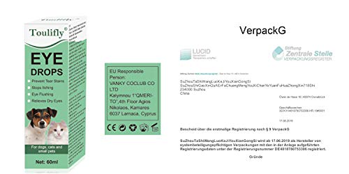 Eye Drops For Dogs, Tear Stain Remover For Dogs, Removedor De Manchas De Lágrimas Para Perros y Gato,Limpiador De Ojos Para Perros,Cuidado De Ojos Para Mascotas, Lubricante Suave Para Ojos Secos