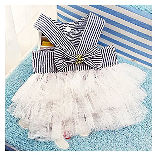 Famhome Perro Primavera Verano, Moda Verano Bonito Dulce Cachorro Perro Mascota Vestido Falda Perros la Princesa Vestidos Traje de Vestir la Capa del Animal doméstico Pulgadas Azul