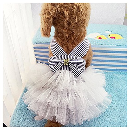 Famhome Perro Primavera Verano, Moda Verano Bonito Dulce Cachorro Perro Mascota Vestido Falda Perros la Princesa Vestidos Traje de Vestir la Capa del Animal doméstico Pulgadas Azul