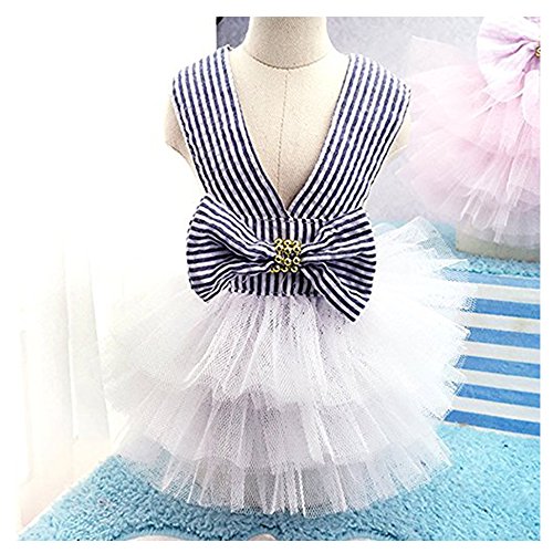 Famhome Perro Primavera Verano, Moda Verano Bonito Dulce Cachorro Perro Mascota Vestido Falda Perros la Princesa Vestidos Traje de Vestir la Capa del Animal doméstico 12,1 Pulgadas Azul