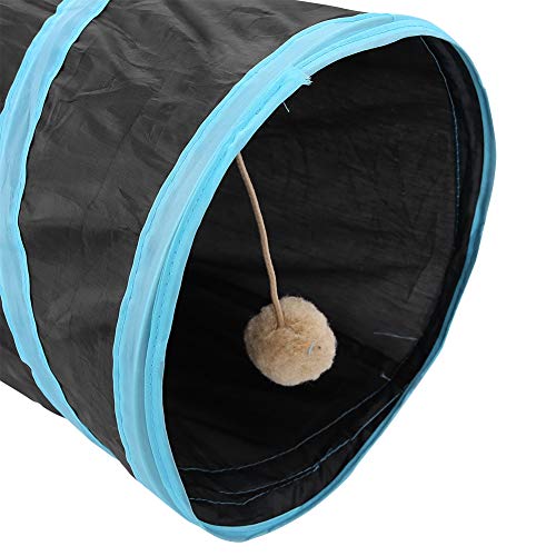 Famus Portable Plegable 4 Way Cat Play Tunnel Indoor Outdoor Pet Interactive Training Toy (Azul)