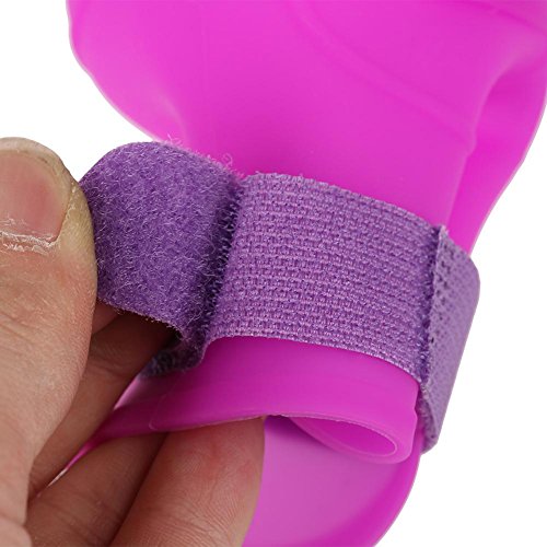 Fdit 4Pcs Lluvia Zapatos Perro Mascota de Silicona Impermeable Antideslizante Zapatos de Lluvia de Protección para Perros Pequeños Animales(M púrpura)