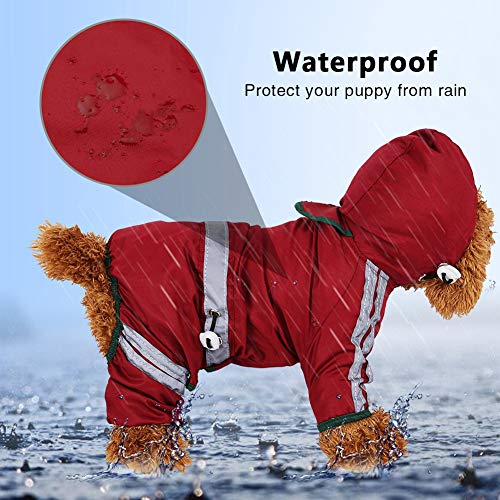 Fdit Impermeable para Perros de Mascota Chubasqueros para Medianas Perros con Capucha y Tiras Reflectoras Seguras(M)