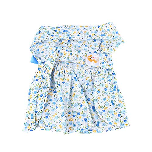 Fdit Lindo Perro Gato Camiseta Mascota Cachorro Perro Disfraz Ropa Verano tutú Vestido Falda de Encaje Perro Vestido Azul