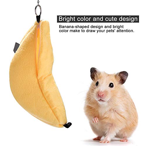 Fdit Socialme-EU Hamster Cama Banana Hamaca Colgante Litera Cama Casa Animal Pequeño Casa de Juguete Nido de Sueño para Pájaro Mascota(Amarillo)