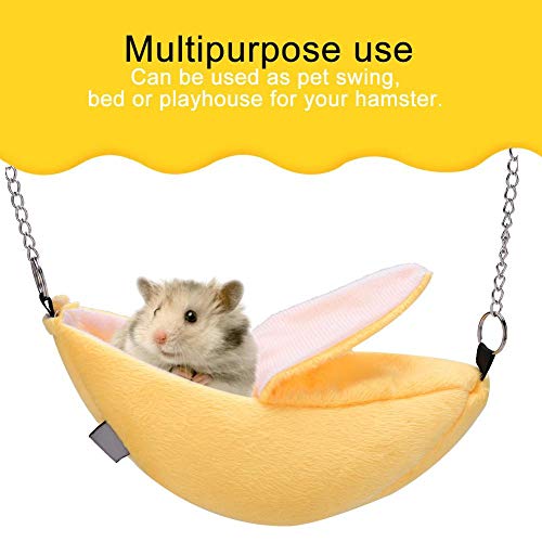 Fdit Socialme-EU Hamster Cama Banana Hamaca Colgante Litera Cama Casa Animal Pequeño Casa de Juguete Nido de Sueño para Pájaro Mascota(Amarillo)