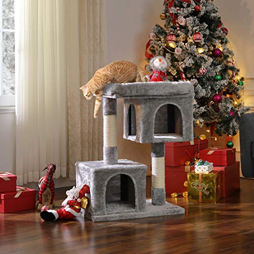 FEANDREA Árbol para Gatos, Rascador para Gatos, Columnas Recubiertas de Sisal para Gatos, Gris Claro PCT61W