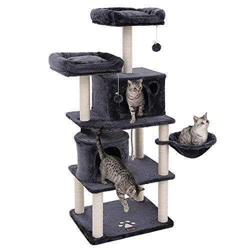 FEANDREA Árbol para Gatos, Rascador para Gatos con Postes Recubiertos de Sisal, Varias Plataformas, Centro de Actividades para Gatos PCT90G