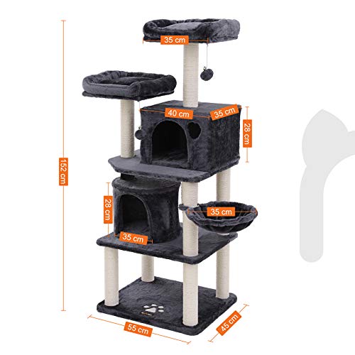 FEANDREA Árbol para Gatos, Rascador para Gatos con Postes Recubiertos de Sisal, Varias Plataformas, Centro de Actividades para Gatos PCT90G