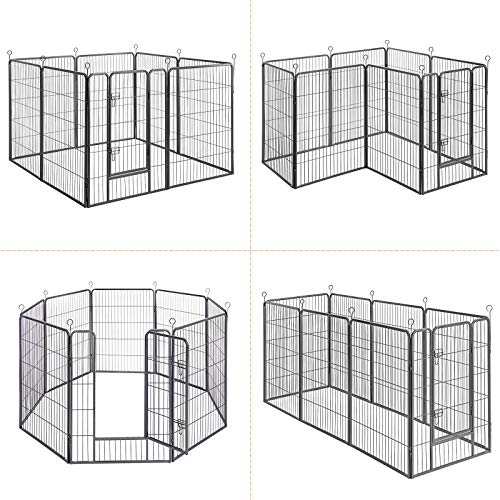 FEANDREA Parque para Perros de 8 Paneles, Jaula para Perros de Gran Capacidad, 77 x 100 cm, Gris PPK81G