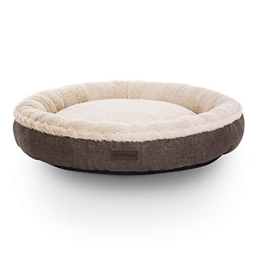 FEANDREA Sofá para Perro, Cama para Mascota, Redonda, 65 cm, Marrón PGW65C