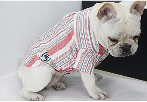 feiling - Camiseta para Perro Bulldog pequeña, Camisa a Rayas, Chaleco de Lino, Primavera, Verano, Disfraz de Perro, Ropa para Mascotas, Gatos, Camiseta