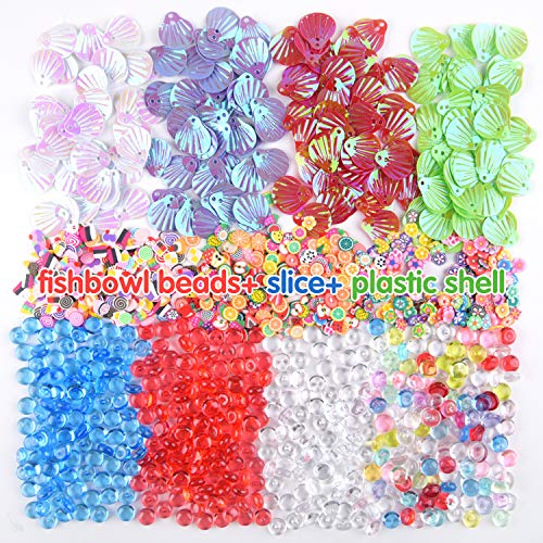 FEPITO 101 pcs Slime Kit Slime Accesorios, Incluir Bolas Espuma, Granos Pecera, Papel Picado, Rodajas Frutas, Papel Azúcar, Red, Modelo Animal para Slime casero (No contener Slime)