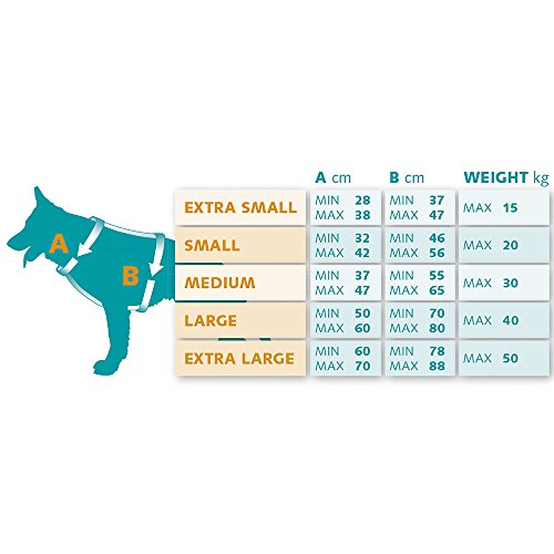 Feplast 75462921 Arnés Ergonómico para Perros Ergocomfort P XS, Sistema de Microrregulación, Desenganche Rápido, A: 28 x 38 Cm - B: 37 x 47 Cm Plateado