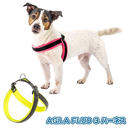 Ferplast Agila Fluo arnés para perros, amarillo, Circunferencia del cuello / circunferencia del pecho: 37-57cm, ancho: 1.5cm, Multicolor (Verde/Negro)