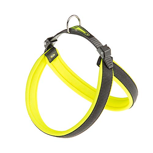 Ferplast Agila Fluo arnés para perros, amarillo, Circunferencia del cuello / circunferencia del pecho: 37-57cm, ancho: 1.5cm, Multicolor (Verde/Negro)