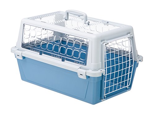 Ferplast Atlas 10 Trendy Open - Cesta de Transporte para Gato/Perro, Color Azul y Gris