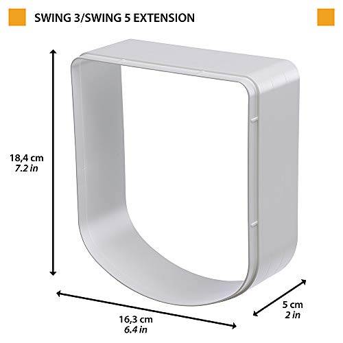 Ferplast Extensión para Puerta para Perros pequeños y Gatos, Gatera, Puerta basculante Swing 3 y 5 Extension, 16,3 x 5 x h 18,4 cm - Profundidad 5 cm, Blanco