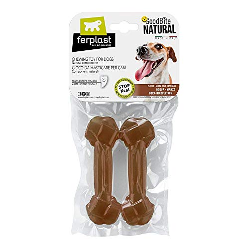 Ferplast Goodbite Natural M Juguete Hueso para La Higiene Oral, Sabor A Vacuno, Perro Medio (8-16 Kg), Natural, 2 Piezas De 70G 1 Unidad 147 g