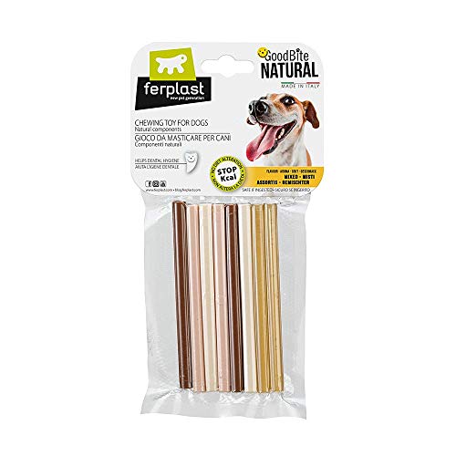 Ferplast GOODBITE NATURAL STICK - Juguete Palito para la Higiene Oral, Sabores Mixtos, Perro Medio-Pequeño (5-25 Kg), Natural, 8 Piezas de 9 g